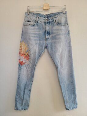 Palm Angels Sacred Heart Straight Leg Jeans Men's size 32